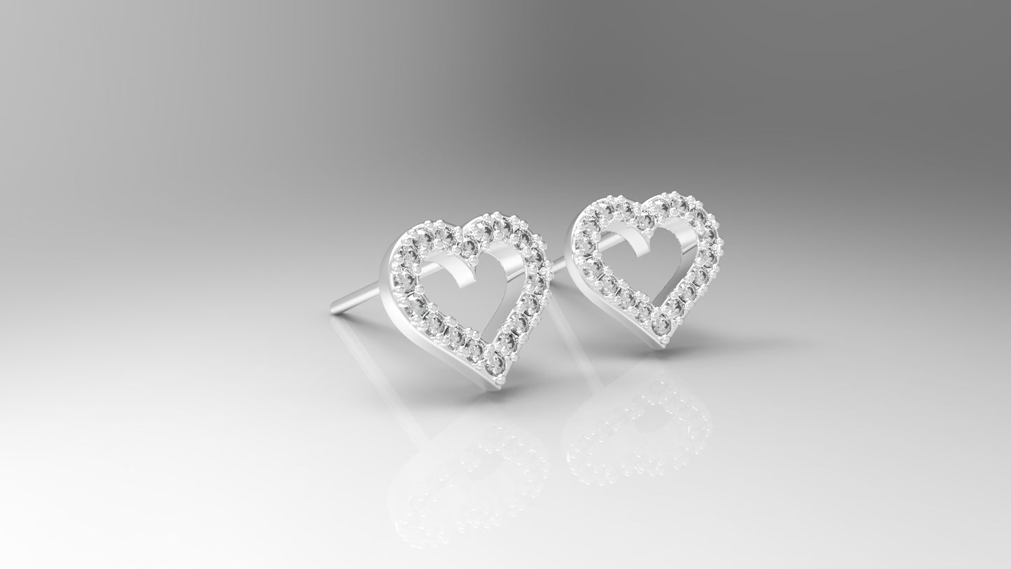 Heart earrings set with Moissanites