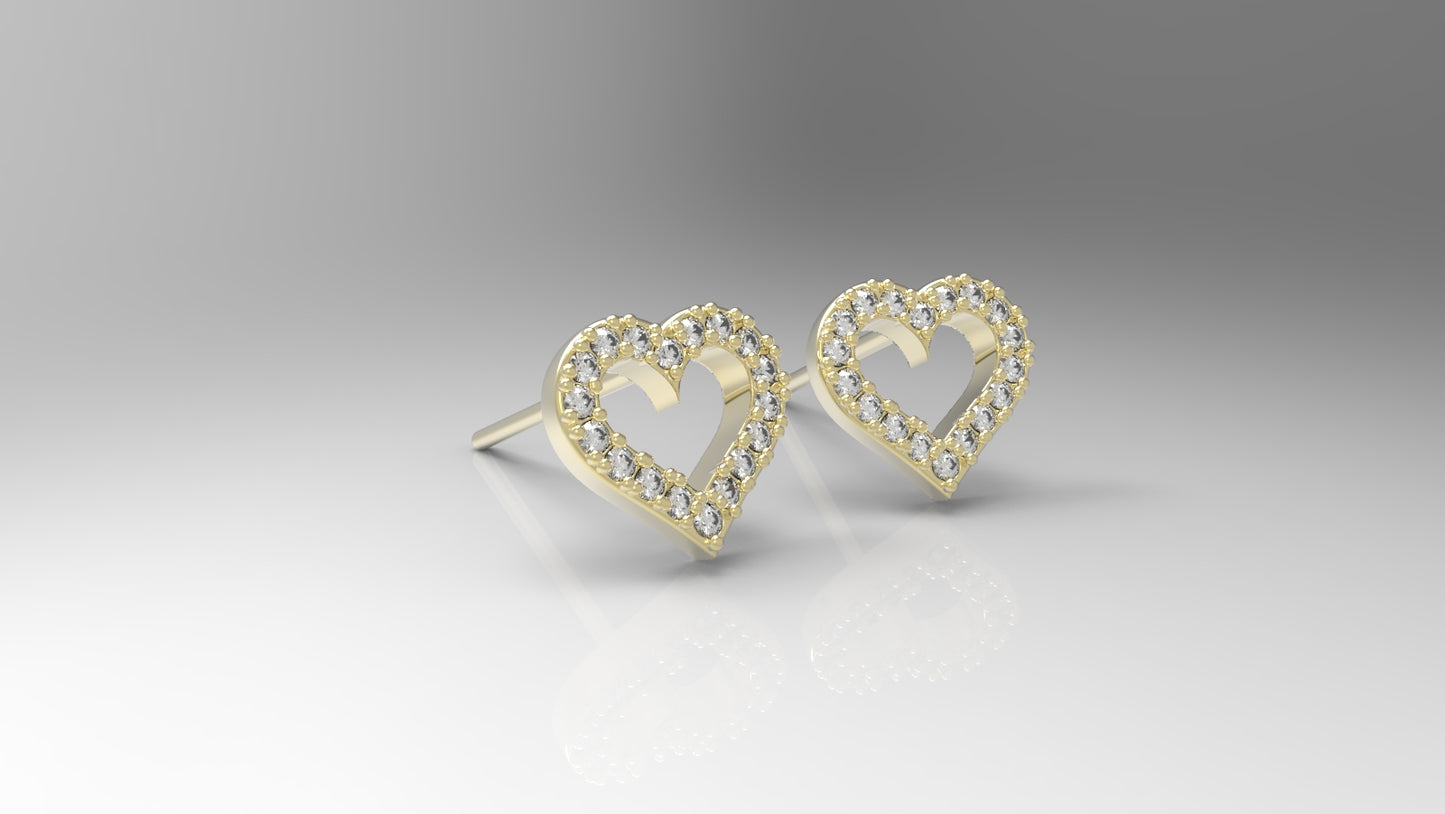 Heart earrings set with Moissanites