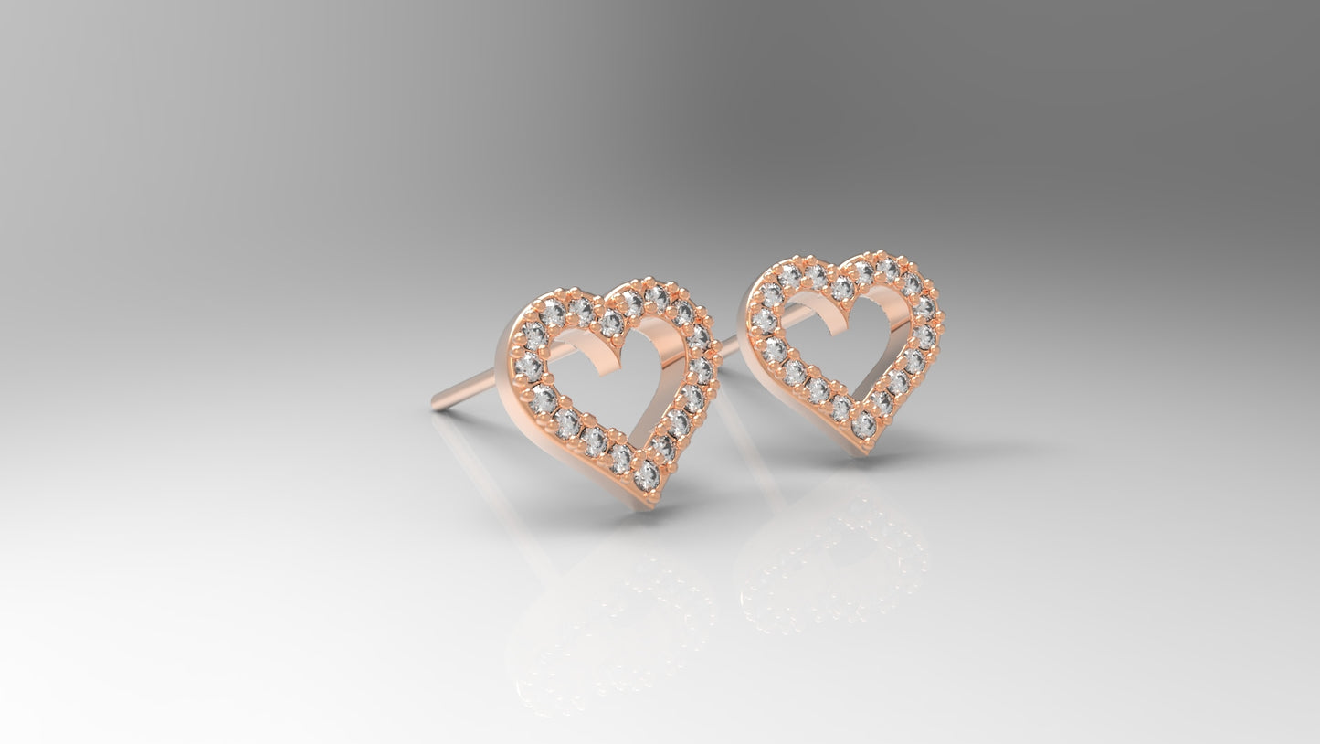 Heart earrings set with Moissanites