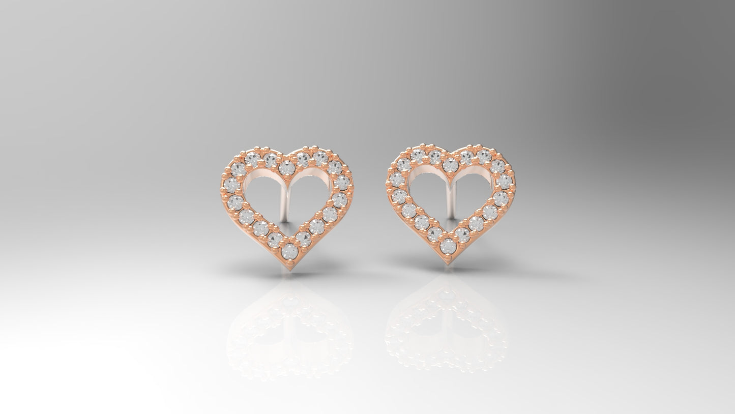 Heart earrings set with Moissanites