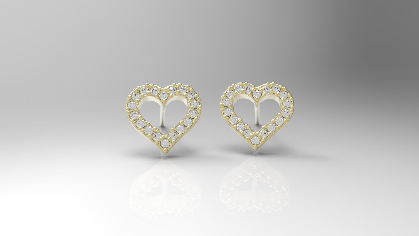 Heart earrings set with Moissanites