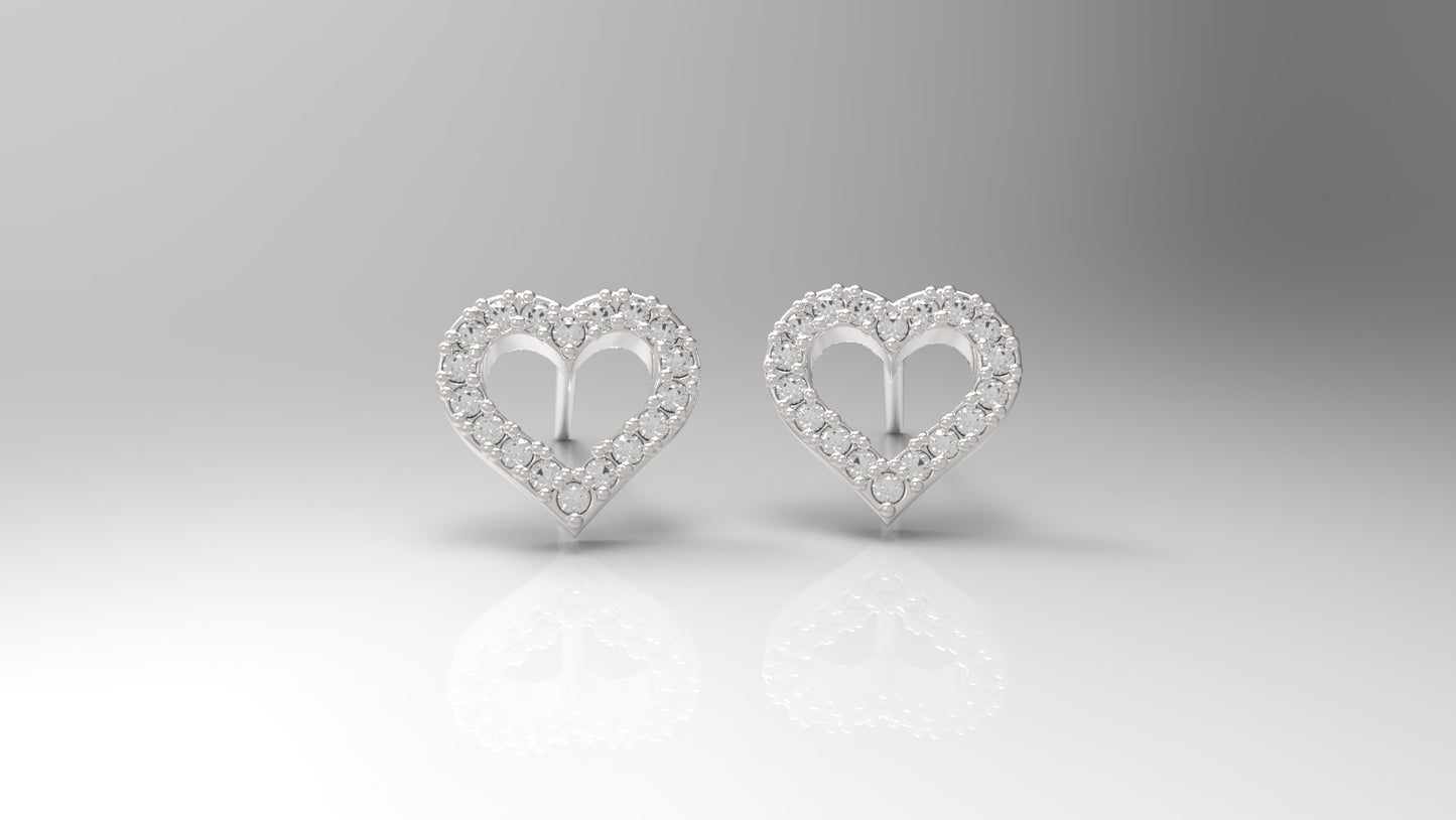 Heart earrings set with Moissanites